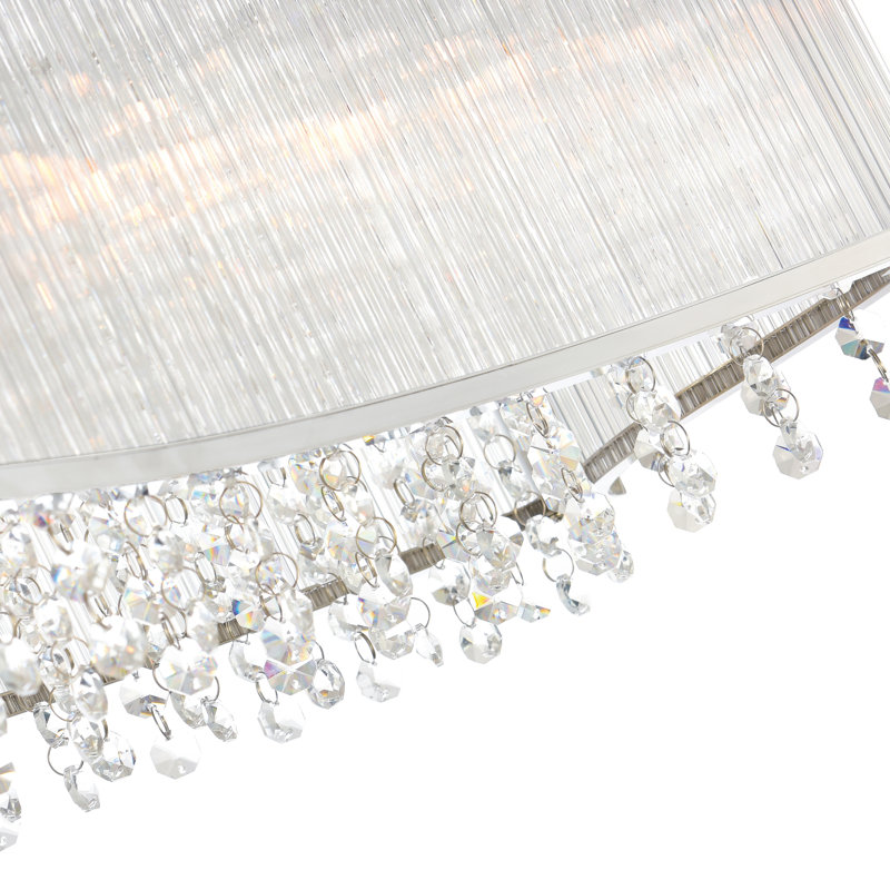 Lustre tambour 36 po chromé pour salon, salle à manger ou chambre à coucher - plafonnier moderne 6 lumières avec culot G9