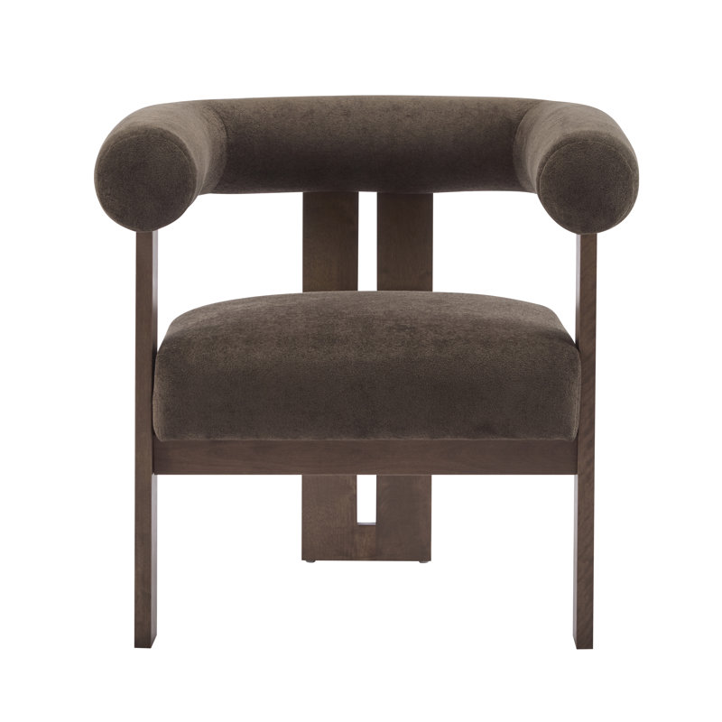 Faiella Velvet Upholstered Accent Arm Chair, Dark Brown