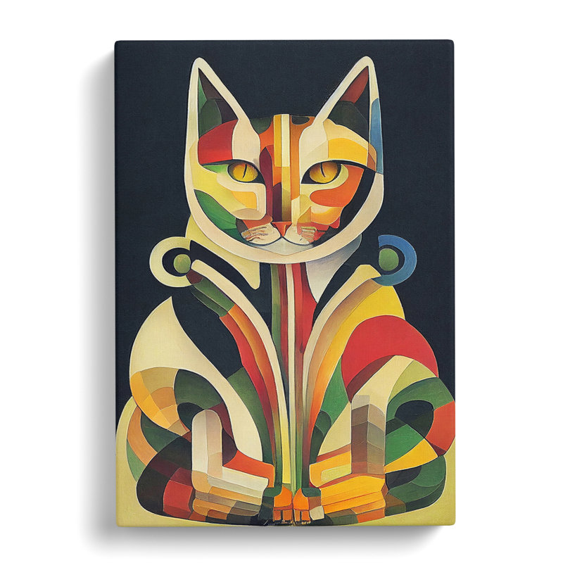 Cat In Art Nouveau No.4 - Wrapped Canvas, 76cm H x 50cm W x 3cm D