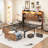 Queen Size Farmhouse Industrial Storage Bed with 2 Footboard Drawers and Storage Headboard, USB&AC Charging Station, APP & Remote RGB Lights, Noise-Free, No Box Spring Needed, Platform Bed-30126303-30126302