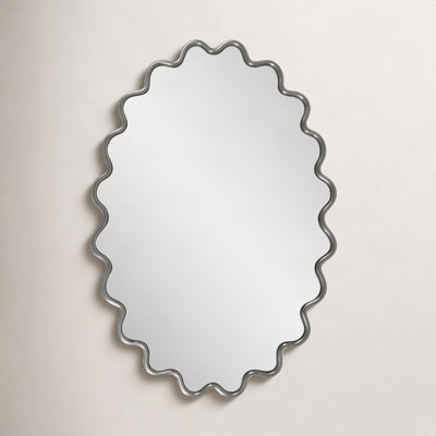 Modern Wavy Framed Oval Wall Mirror