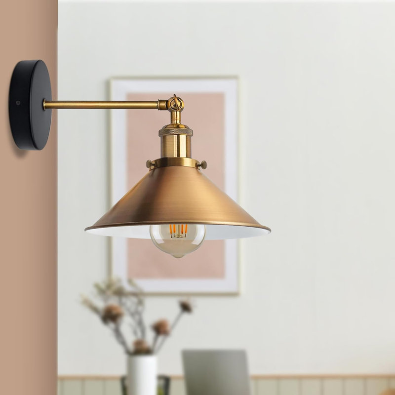 Armed Sconce, Yellow Brass, 23cm H x 22cm W x 22cm D