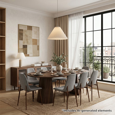 Modern 47"–83" Extendable Pedestal Dining Set With Upholstered Chairs