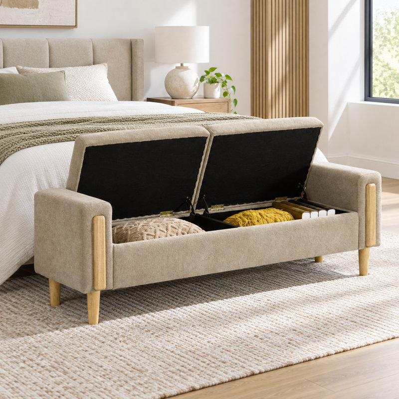 Banc de jour en chenille Greige