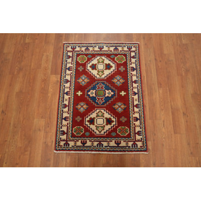 Tapis vibrant géométrique rouge Kazak Harmony 2x3