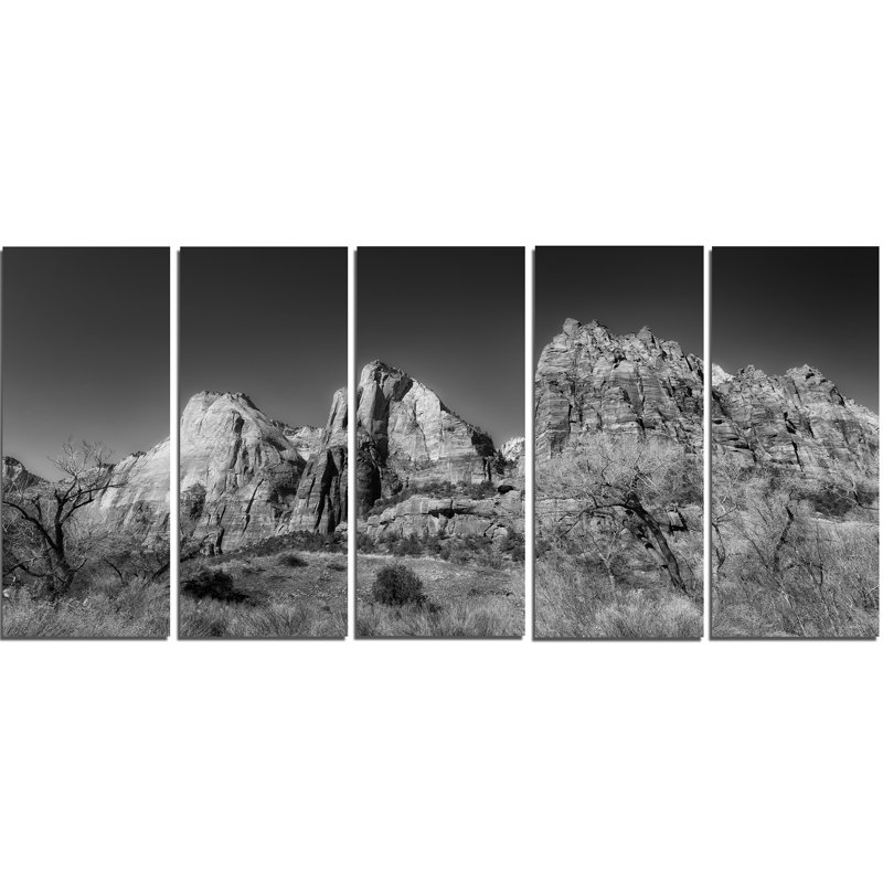 Ensemble de 5 reproductions de photos sur toile tendue, "rocks rouge" ascendant