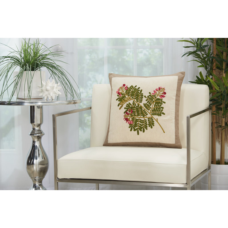 Appliqued Cotton Blend Throw Pillow