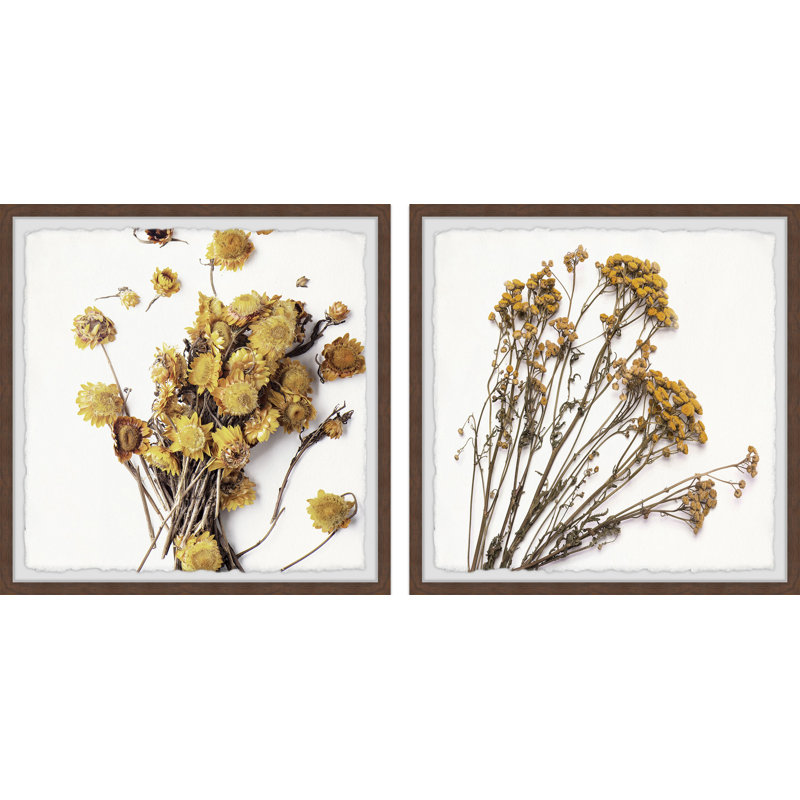 Fleurs séchées et feuilles par Marmont Hill - ensemble de 2 reproductions de cadres photo simples