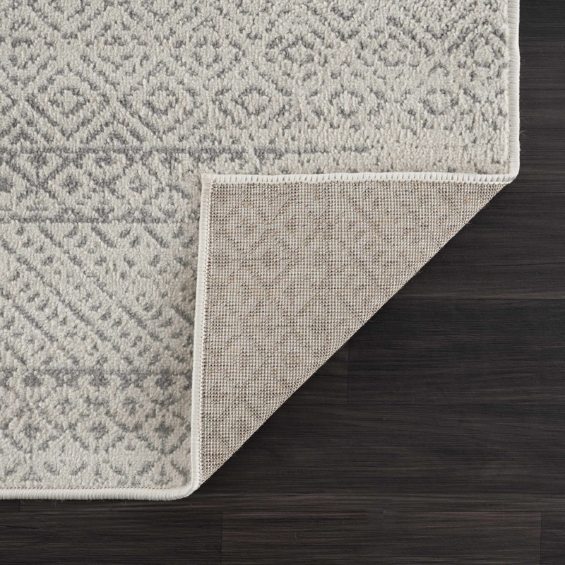 Ballville Bohemian Southwestern Gray/Ivory Area Rug, Runner 2'7" x 12'