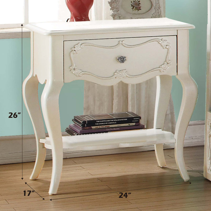 Table de chevet traditionnelle traditionnelle avec tiroir et tablette 1pc