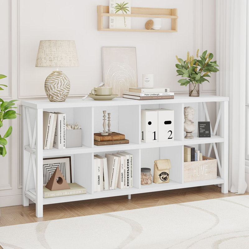 Bibliothèque en bois Guinna, Chêne blanc, 8 cubes