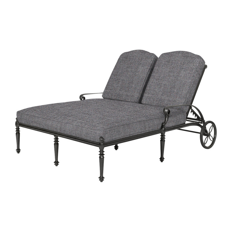 Grand Terrace Outdoor Chaise Lounge, Cast Slate Sunbrella® Plainweave, Vintage