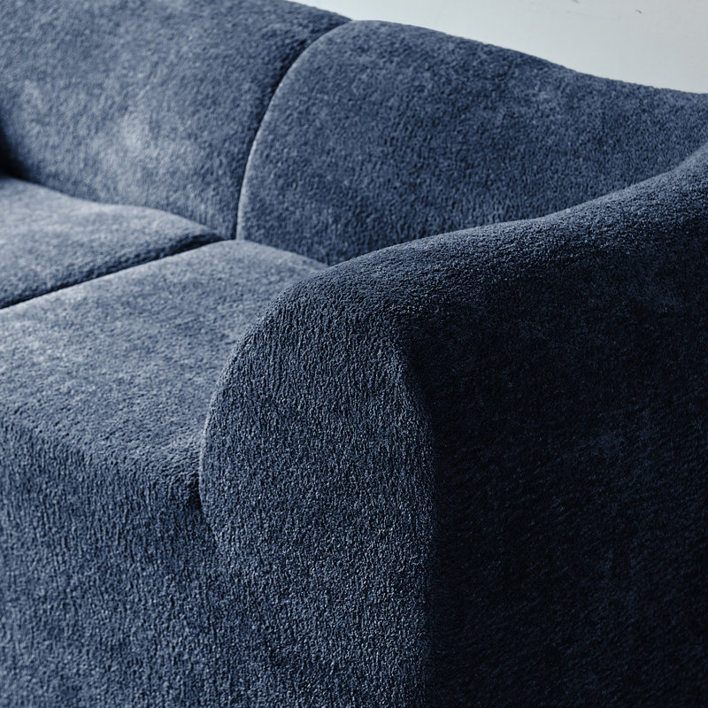 Canapé en tissu de velours 2 places moderne et peu encombrant avec coussins, idéal pour les petits espaces de vie et les bureaux, avec un design doux et compressé
