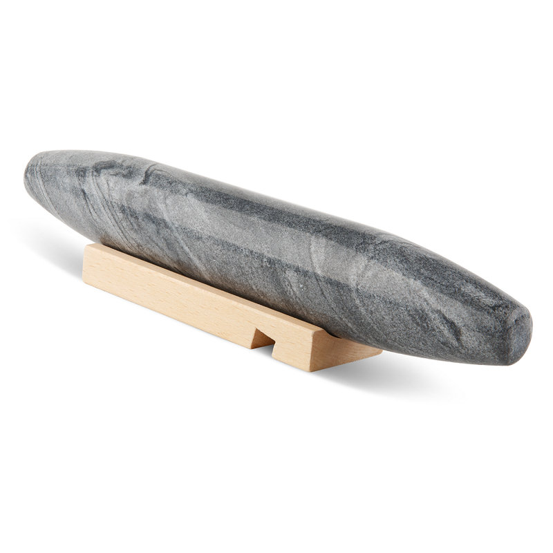 Rouleau à pâtisserie français en marbre avec support, Monte Grigio