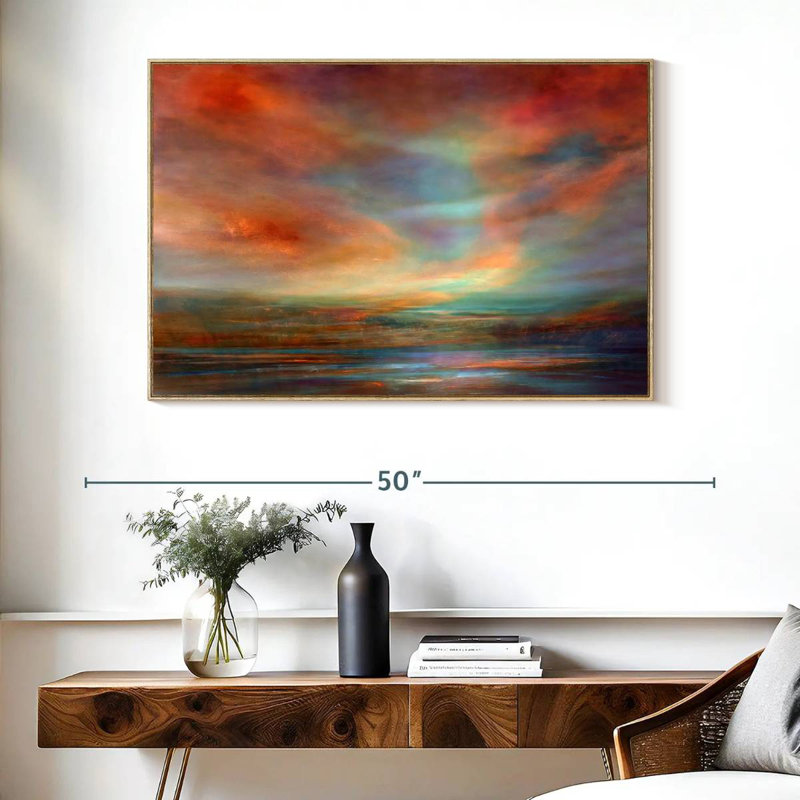Far Away III, Cadre flottant en bois naturel, 43 po x 29 po