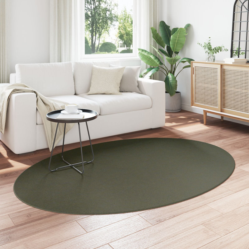 Rugs Forest Green Non-Slip Area Rugs, Oval 140 x 200 cm, Wool
