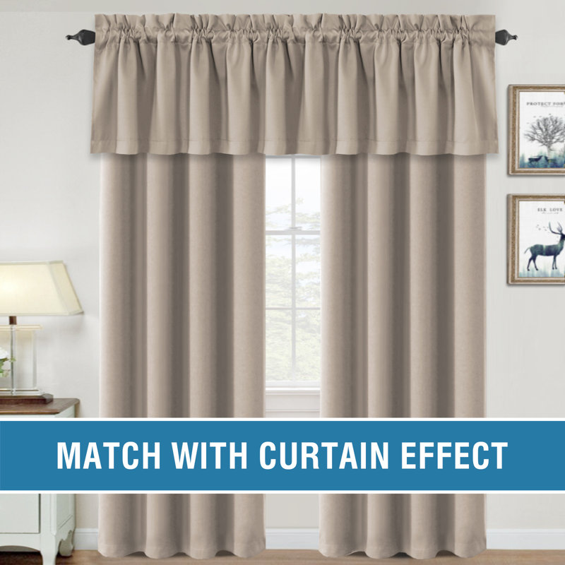 100% Blackout Curtain Valances for Kitchen Windows/Bathroom/Living Room/Bedroom Thermal Insulated Rod Pocket Valances for Windows, 4 Pack, 52" x 18"