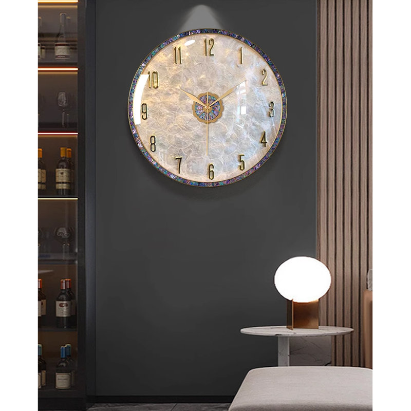 Golden White Seashell Metal Wall Clocks, Small: 14.17"