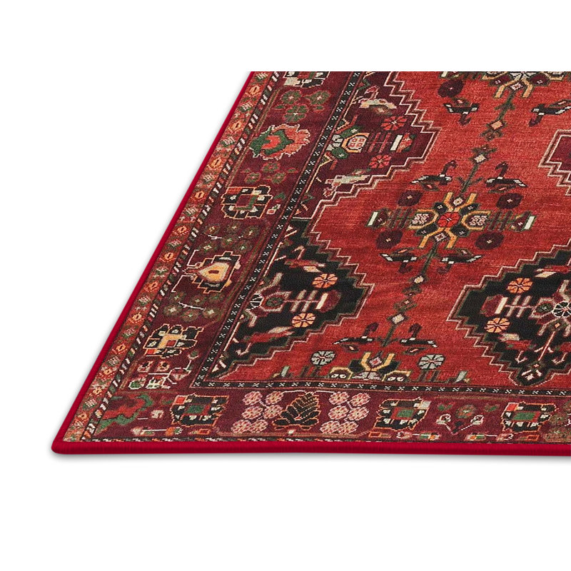 Tapis traditionnel mehroon/noir/bleu Kalyvakia, Rectangle 5 pi x 7 pi