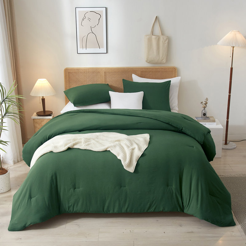  Ensemble d'édredon en microfibre toutes saisons 3 pièces 90g, Édredon pour très grand lit + 2 très grandes ta, Vert émeraude