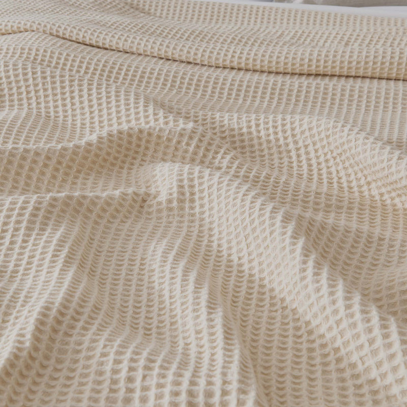 Couverture 100% coton tissé gaufré, Double/grand, Avoine