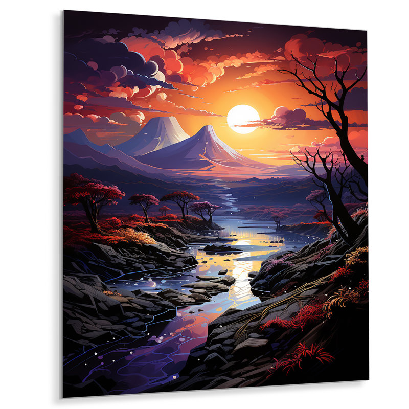 «Volcano Volcanic Twilight» sur métal, H 40 po x l 30 po x P 1,5 po