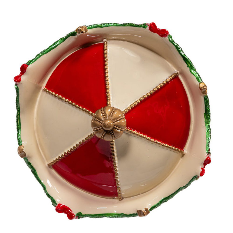 Red Pinewood Musical Wind-Up Christmas Carousel Table Piece