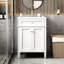 Meuble-lavabo de 61 cm (24 po), deux portes, tiroir, lavabo en céramique et fonction de fermeture en douceur pour salles de bain compactes. Rangement à 2 portes de 61 cm (24 po), rails coulissants basculants.