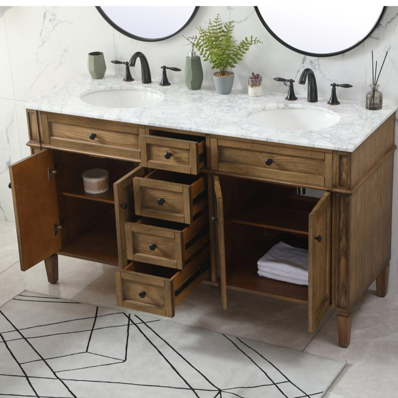 Ensemble de meuble-lavabo double 60 "Rivers, Bois flottant
