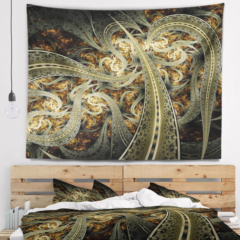 Tapisserie abstraite de modèle de tissu métallique, H 50 po x l 60 po