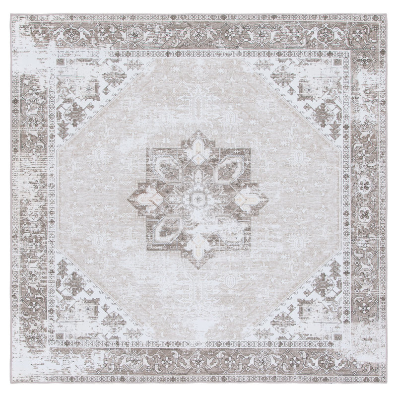 Tapis oriental sauge / ivoire Delvecchio, Carré 5 pi