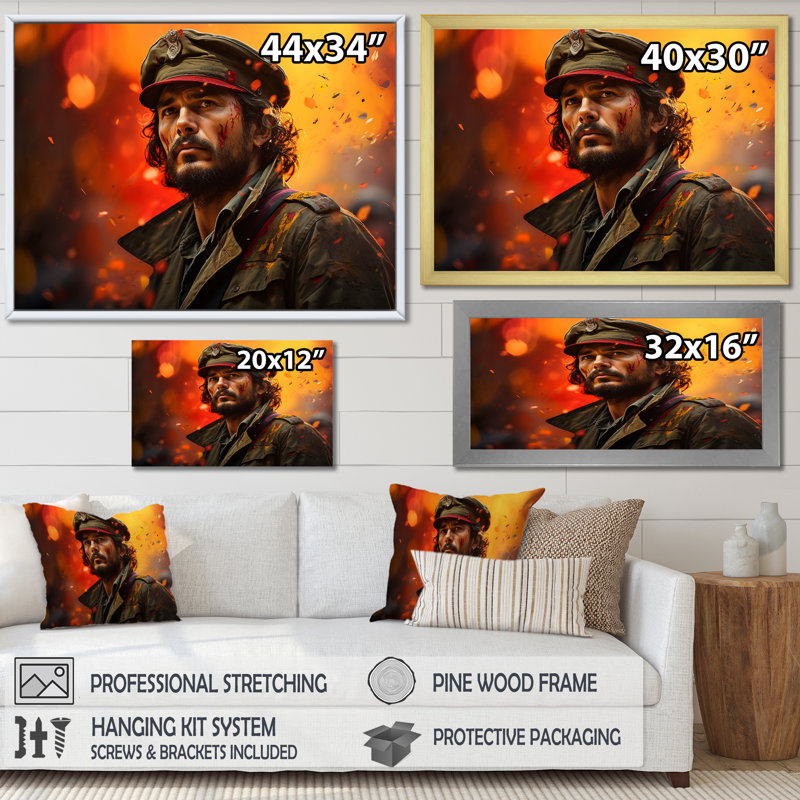 Cuba Che Guevara Impression, Cadre doré simple, H 12 po x l 20 po x P 1 po