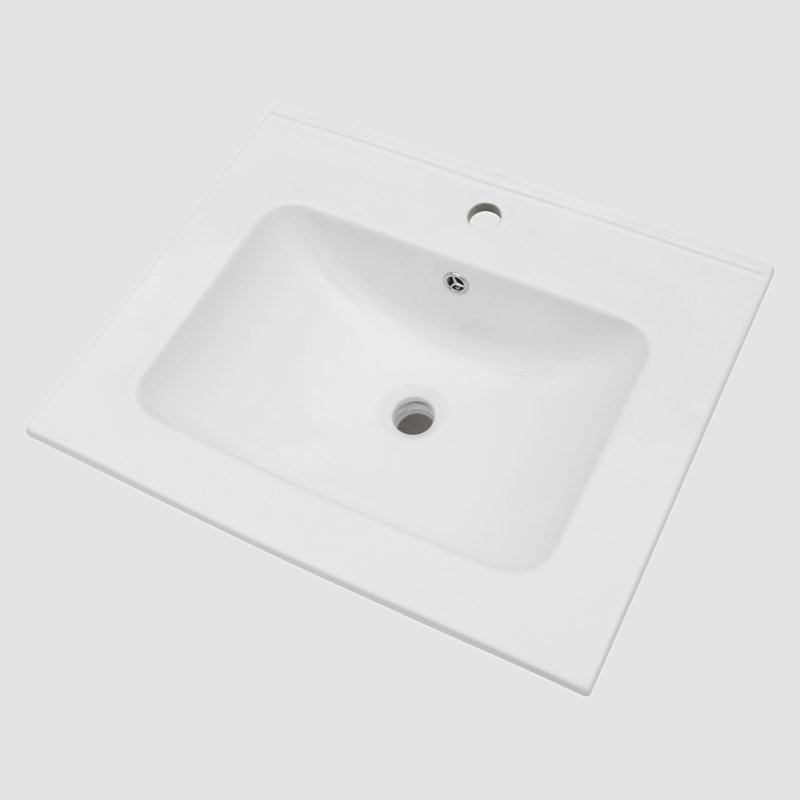 Lavabo de salle de bain rectangulaire en céramique avec trop-plein 19,7 po Go Peak Track