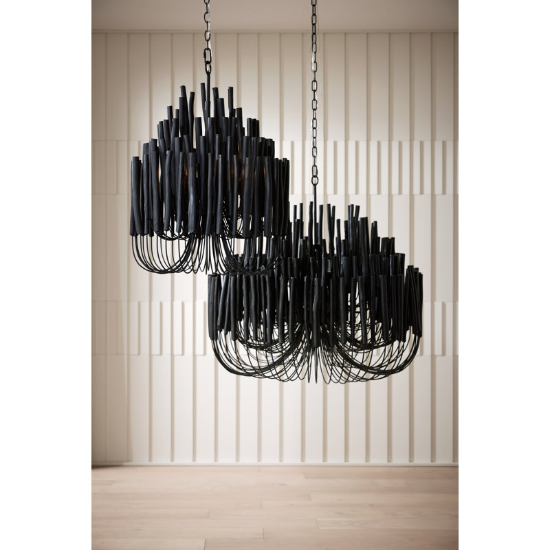 Tilda Chandelier, 38" H x 36" W x 36" D, Black Stained Wood