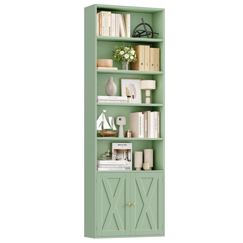 82.3" Tall Bookshelf And Bookcase, 7-Tier Floor Standing Bookcase For Home Office, Living Room, Green