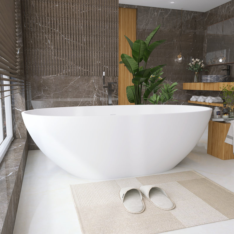 71'' x 35'' Freestanding Soaking Solid Surface Bathtub