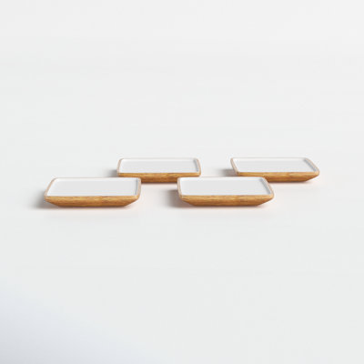 Wood Square 4 Piece Coaster Set