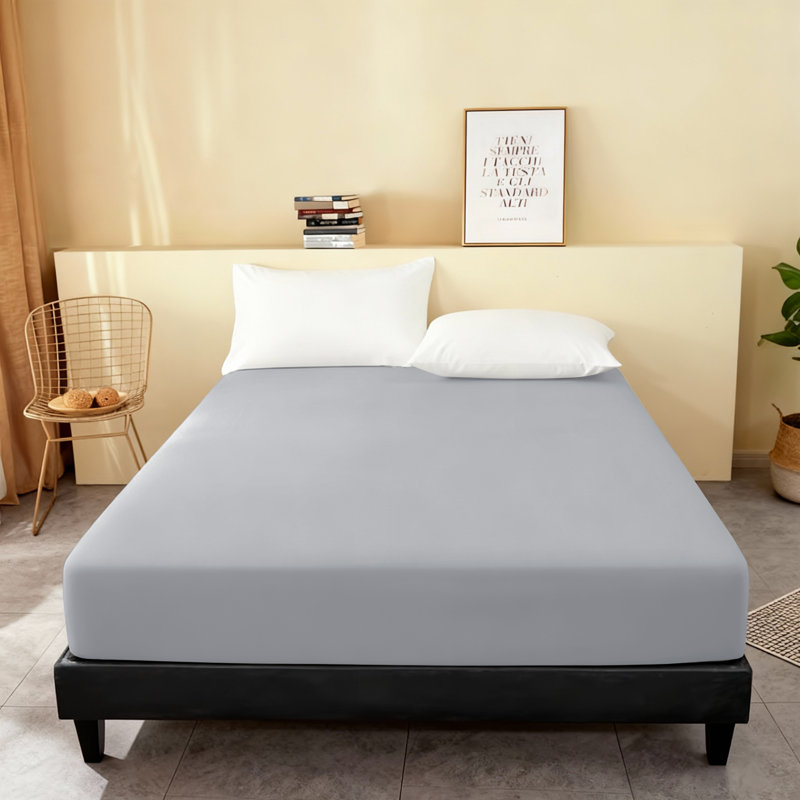 Super Soft Microfiber Fitted Sheet – 25cm Deep Pocket, Brushed Finish, Silver, Super King (6')