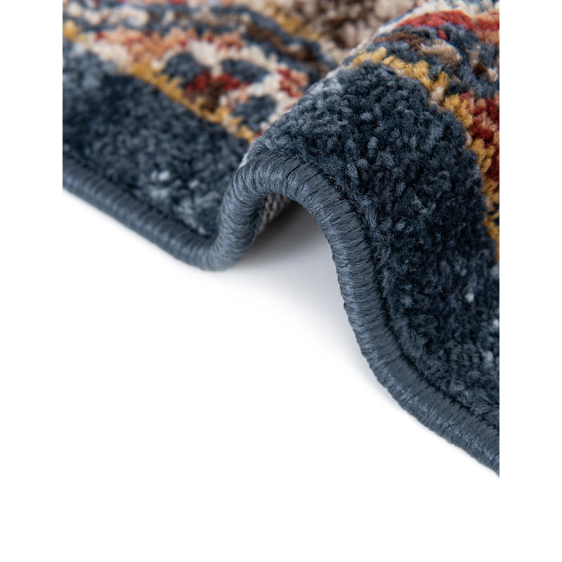 Vern Dark Blue/Brown Area Rug, Rectangle 6'1" x 9', Blue/Brown
