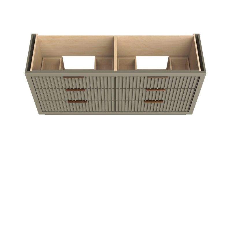 Lecrieú Double Drawer Bath Vanity, French Olive, 72", Champagne Bronze
