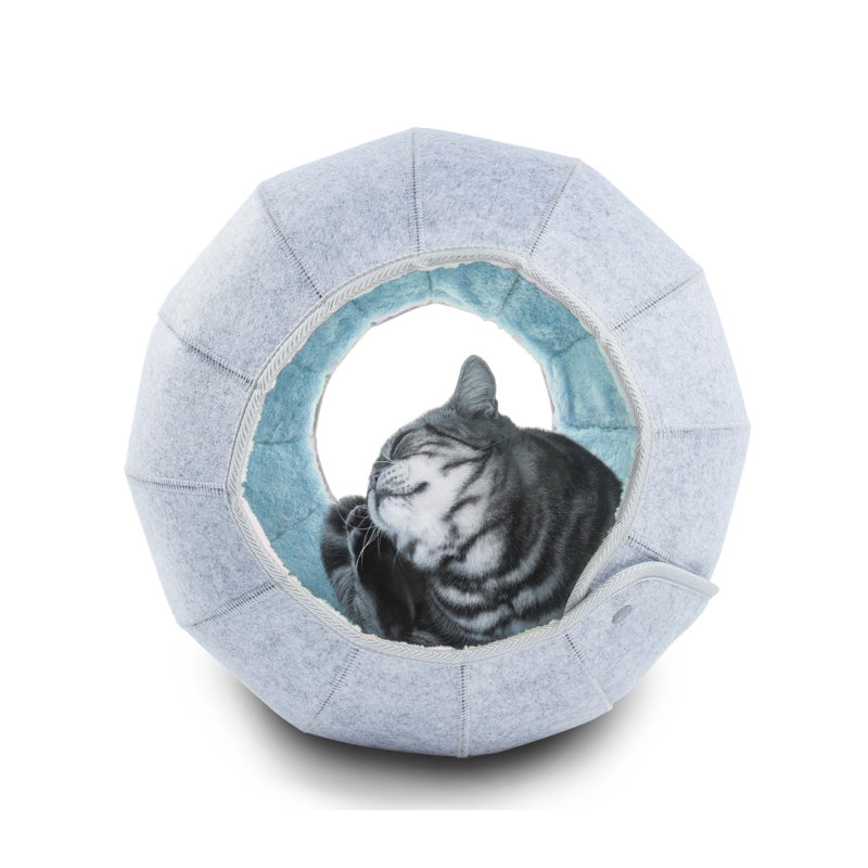 Lit rond pour chat, H 15,4 po x l 15,7 po x P 17,7 po, bleu