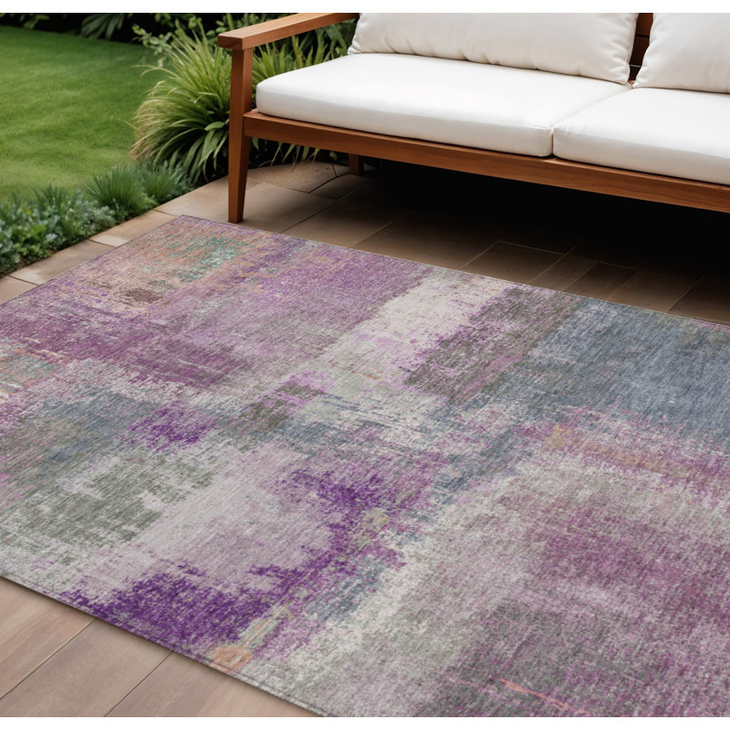 Tapis lavable abstrait mauve 9 'X 12'