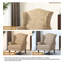 Fauteuil à oreilles rembourré en lin brun à motif cachemire Duward avec accoudoirs roulés et pieds en bois massif Duward-1464895307