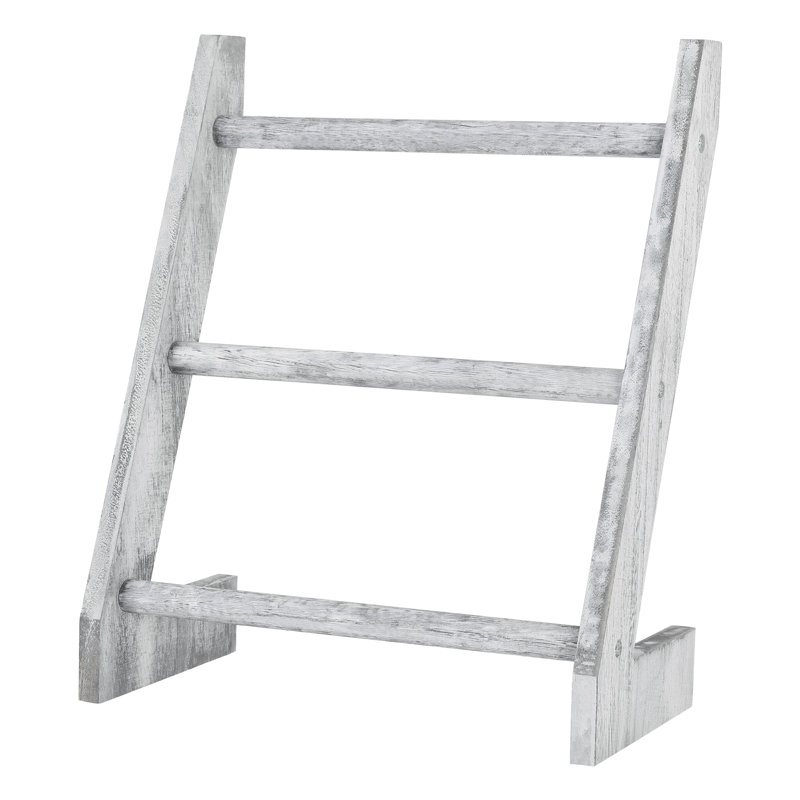 Échelle en bois - Porte-serviettes gris
