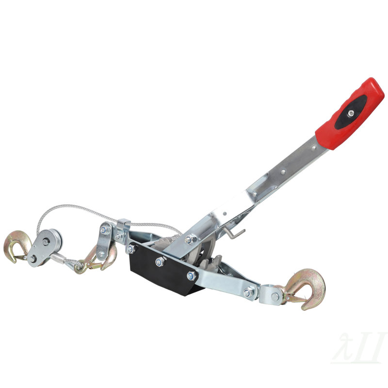 4T HAND Winch PULLER,DOUBLE GEAR,3 HOOKS, 12FT Cable,Power Cable Puller with Dual Gears Ratchet System for Easy Hand Pulling