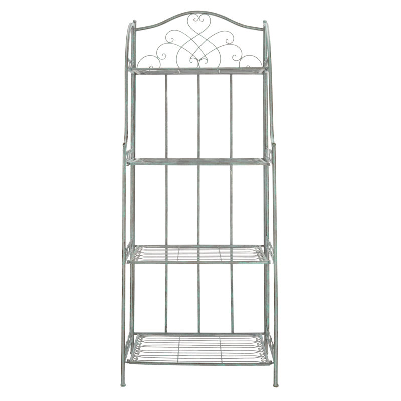 Amaris Wrought Iron  4 Tier Outdoor Bakers Rack, Green