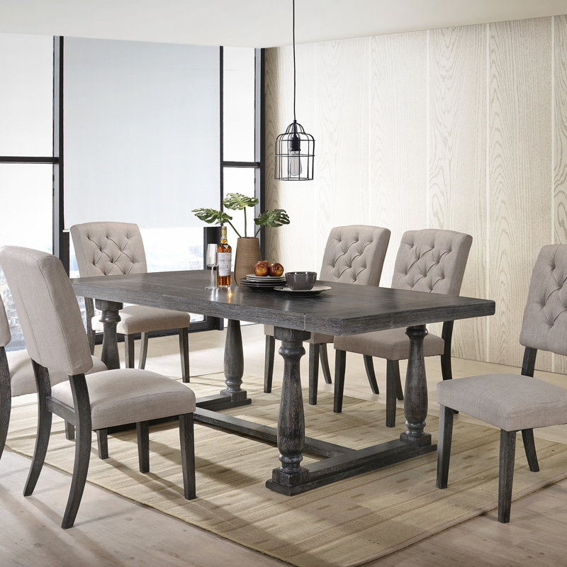 Diyon Solid Wood Dining Table, Gray, 31.09"H x 84.09"L x 42.09"W