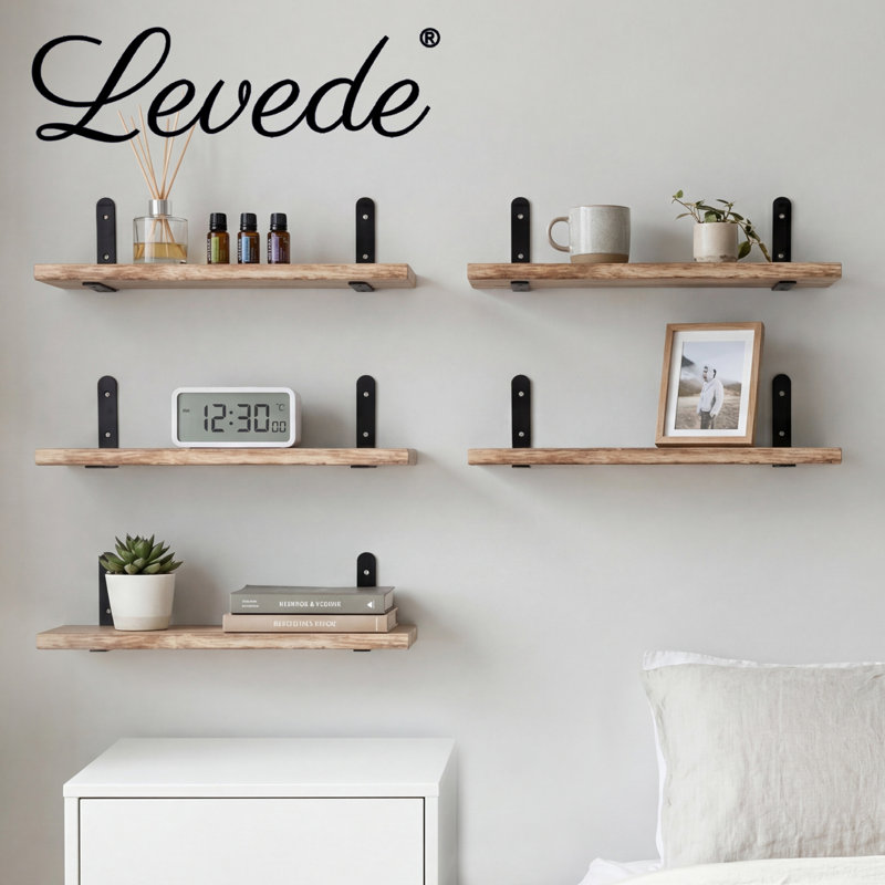 Solid Wood,Paulownia Wood, Iron Floating Shelf