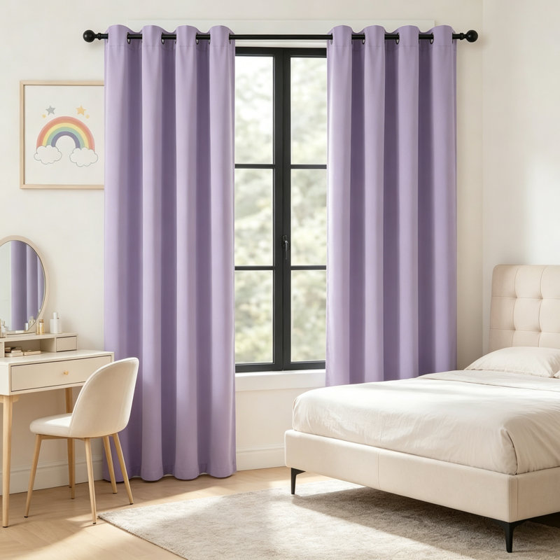 Rideaux occultants lilas de 84 pouces, 2 panneaux, isolant thermique, à œillets