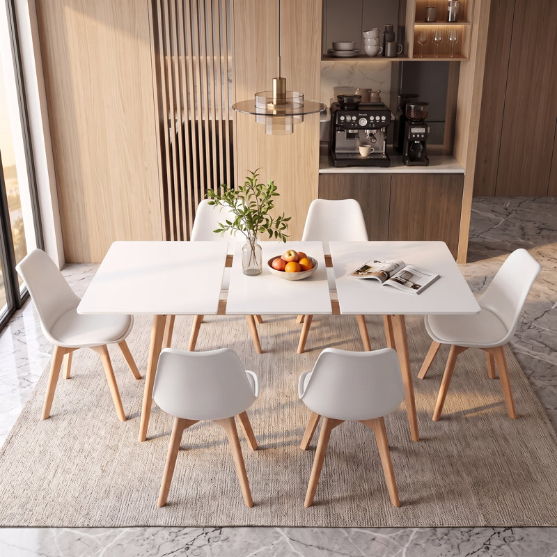 Extendable Dining Set, White
